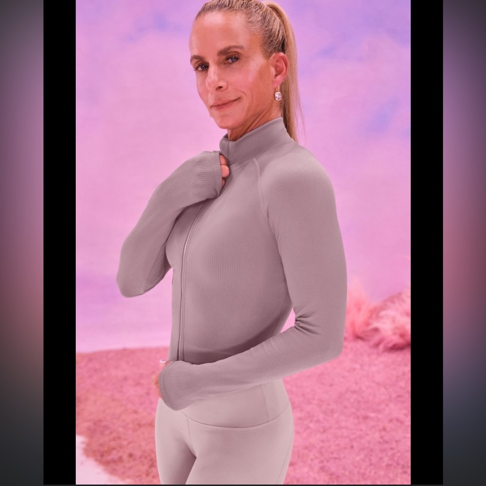 Fabletics Cropped Seamless Rib Train Jacket Misty… - image 11